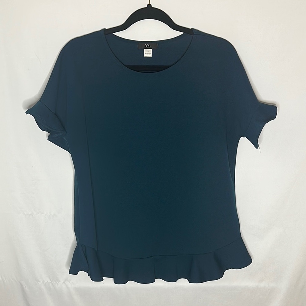 Blue Ruffle Sleeve Blouse